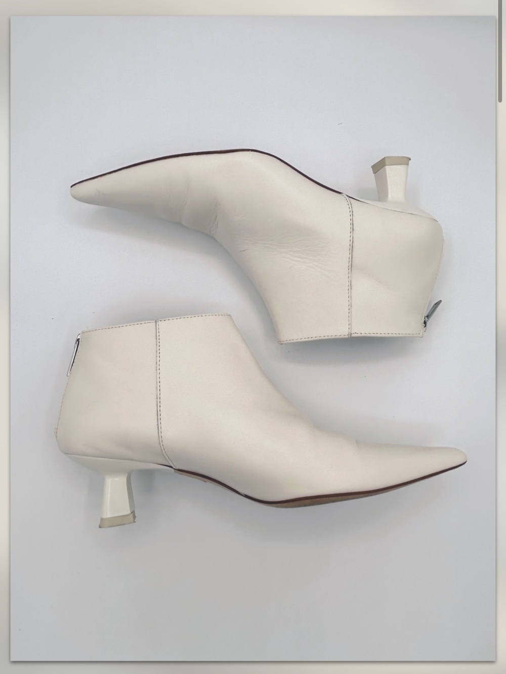 Ganni Creamy White Leather Ankle Boots